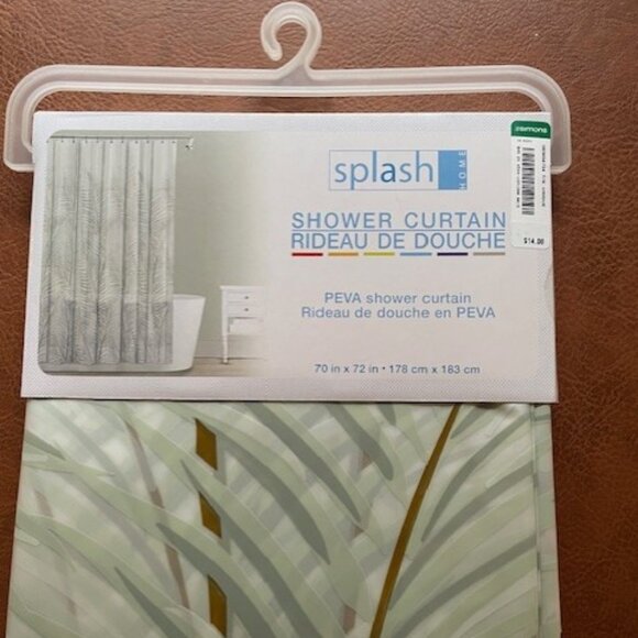 NWT SPLASH Palm Leaves Peva Shower Curtain - Picture 3 of 4